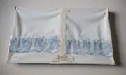 NOS Pioneer Made in USA White With Blue Lace Trim Standard Cotton Pillow Cases