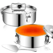 2 Pieces Flan Pan Stainless Steel Flan Mold 7.5 x 2.95 Inch Round Flan Maker ...