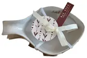 RAE DUNN Set of 3 Leaf Shaped Beige Nesting Bowls - EAT ENJOY SNACK