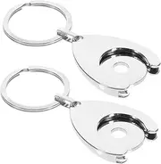 [HOMSFOU] 2Pcs Metal Trolley Coin Holder Keychain Keyring Pendant for Supermarket Shopping Cart Tokens Lightweight Design Resistant Token Keyring Stylish Key Decoration