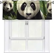 LHBWCVN Cute Panda Valances for Windows, Rod Pocket Window Treatment Drapes Farmhouse Kitchen Curtains Short Blackout Window Curtains for Living Room Bedroom Decor 54x18 Inch