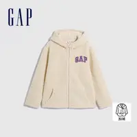 在飛比找蝦皮商城優惠-Gap 男童裝 Logo仿羊羔絨刷毛連帽外套-米色(8367