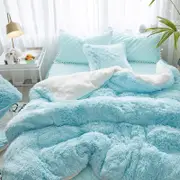 Fluffy Faux Lambswool Quilt Cover Set - Blue