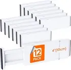 Versatile Adjustable Drawer Dividers: 12 Pack for Home & Office Organization