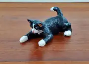 Dollhouse Kitty Cat Tuxedo Black and White Playful Pose 1:12 Scale Miniature Pet