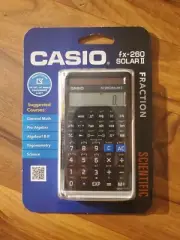 Casio Black Scientific Calculator Fractions Algebra Trig White Case FX-260 SAT