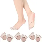 [CENZICOM] 3 Pairs Toe Topper Socks No Show Liner Socks Women Finger Half Socks Non Slip Invisible Separated Socks for High Heels Sandals Sling back