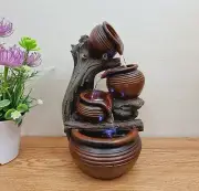 Water Fountain, Water Feature with LED Light, Contemporary design- Clay Pots