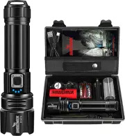 LED Torch Rechargeable Flashlight with High Lumens, 10000 Lumen XHP70.2 Super B