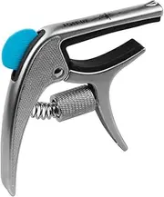 Multifunctional Single-Handed Guitar Capo Clamp Zinc Alloy with Bridge Pin Puller Guitar Pick Slot for Acoustic Electric Guitars Bass Ukulele Silver