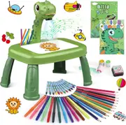 Drawing Projector,Arts and Crafts for Kids,Include Drawing Board with Music,Watercolor Pens,Pencils Toy for Girls & Boys 3+ Year Old (Dinosaur Kit)