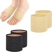 JIYIN 2 Pairs Arch Support Sleeves, Copper Arch Support Sleeves Flat Arches Support Bands Plantar Fasciitis Brace Compression Bands Copper Infused Wrap Straps Foot Pain Relief for Women Men