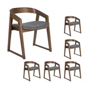 Mattia 6pc Set Dining Chair Grey Fabric Seat Walnut