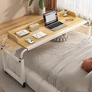 Overbed Desk with Wheels,Adjustable Over Bed Table for Twin Full Queen King Size Beds,Perfect Laptop Stand and Workspace Solution