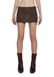 [Dolls Kill] Warp Spiked Mini Skirt With Zippers (Fairfax)