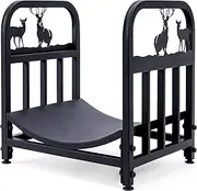 INNO STAGE Wrought Iron Log Rack, Firewood Storage Holder, Heavy Duty Fireside Log Bin for Fireplace Stove Accessories