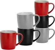 Argon Tableware Coloured Coffee Mugs - Lancashire - 350ml - Pack of 6 - Matt Ceramic Stoneware Latte Cappuccino Cups Hot Chocolate Cups Colourful Mug Set with Handle