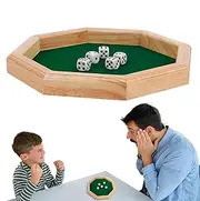 Octagonal Wood Dice Tray, Dice Rolling Mat and Box, Portable Dice Storage for Family Gatherings, Travel, Thanksgiving, Christmas, Perfect for Dice Games, Board Games, and Role-Playing Games