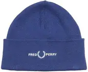 [Fred Perry] Classic Cotton-Blend Graphic Beanie Featuring The Logo in French Navy Blue - One Size, French Navy Blue, One size