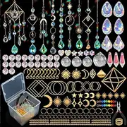 CREATCABIN 400Pcs DIY Suncatchers Making Kits Crystal Sun Catcher Kit Prism Suncatcher Supplies Craft Stained Glass Window Hanging with Rainbow Maker Pendant for Adults Indoor Outdoor Garden Decor