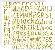 1 Inch 375 Pieces Cute Iron On Letters Iron on Numbers Heat Transfer Letters Paper for Clothing Sport Jersyes T Shirts Team Name (Gold)