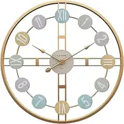Outdoor Weatherproof Garden Clock 50cm Big Round Ferris Wheel Outdoor Garden Clock Huge Open Dial Retro Garden Clocks Outdoor Indoor Decoration Mute Quartz Wall Clock