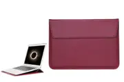 PU Leather Sleeve Case Pouch Laptop Bag With Stand For Macbook 11 13 15 Inches-Wine Red