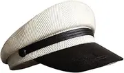 [Generic] Casual Military Cap Man Woman Woolen Flat Hats Captain Cap Vintage Leather Bill Newsboy Cap