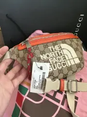 Gucci x The North Face Zip Belt Bag GG Canvas Leather Orange Unisex Orig Box!!