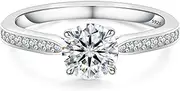 [KRKCLIFE] Moissanite Diamond Promise Ring for Women, 1.0-2.0CT Diamond Engagement Rings, D Color VVS1 Clarity Round Cut Lab Created Rings in S925 Sterling Silver, Hypoallergenic Jewelry For Women Men