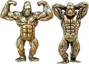 CHICAMPERA 2pcs Copper Beryllium Gorilla Statues Eye Catching Animal Figurines Unique Desk Ornaments for Home Decor Fun Room Accent for Living Room Office