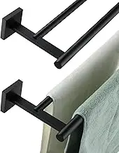 KOKOSIRI Towel Rails Bathroom Double Towel Bars Matte Black 32 Inch Towel Holder 2-Piece for Bath Cabinet Wall Mount Stainless Steel, 2 Pack B5005BK-L32-P2