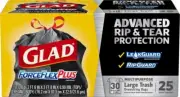 Glad ForceFlex Plus 30 gal Trash Bags Drawstring 25 pk (Pack of 6)