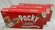3 Pocky Chocolate Cream Covered Biscuit Sticks 12 pouches total