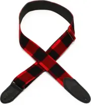 LM Products CF-BKR Flannel Guitar Strap - Red and Black (2-pack) Bundle
