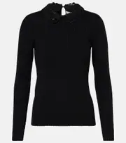 [Carolina Herrera] Carolina Herrera Embellished ribbed-knit wool top AU 16 black