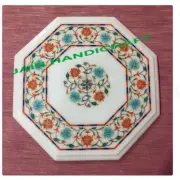 18" Stone Inlay Italian Marble Center Coffee Table Top Octagon Malachite c2