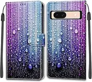 for Google Pixel 8A Case, PU Leather Wallet Book Flip Folio Stand View Cover Pouch Compatible with Google Pixel 8A Phone Case - Drop of water