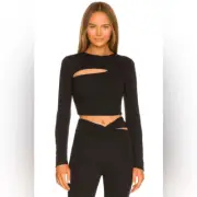 NEW NICHOLAS Kaylee cropped cutout crepe top