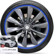 RT Rim Protectors 3/8 Inch Wide Wheel Rim Protectors | Curb Rash Rim Protector | Set of 4 | Durable Rim Guards | Easy to Install Universal Fit (Blue)