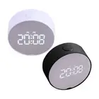 Round LED Digital Snooze Clock Mirror Temperature Battery Operated USB New Tx