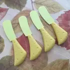 PATE DIP SPREADERS SET OF 4 YELLOW CHEESE SHAPE NON STICK COATED NEW