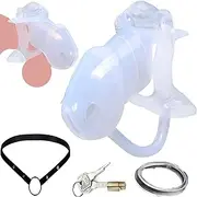 Penis Cage Silicone Chastity Belt With Built-in Penis Lock Ring For Men, Strap-On Chastity Cage Cockcage Extreme Chastity Clamp With Lock SM Sex Toys For Men(Clear,40mm)