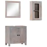 3 Piece Bathroom Furniture Set Solid Wood Acacia