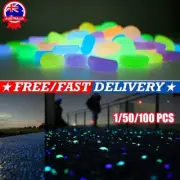 1/100pcs Glow In The Dark Stones Pebbles Rock FISH TANK AQUARIUM Garden WalkwNJ