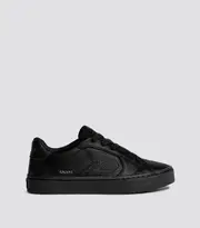 All Black Pebbled Leather Low Top Sneaker | SALVAS