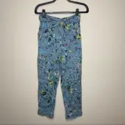 NWT ANTHROPOLOGIE Floral Blue Leaf Pants Cargo Belt 2