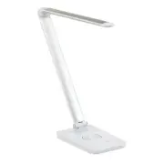 Safco Products Pivoting Vamp LED Lamp- Wireless Charging Pad & USB Port - Silver