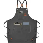 Chef Aprons for Men Women with Large Pockets, Cotton Canvas Cross Back Heavy ...