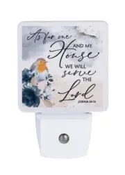 As For Me & My House We Will Serve The Lord Night Light Auto Dusk to Dawn Sensor